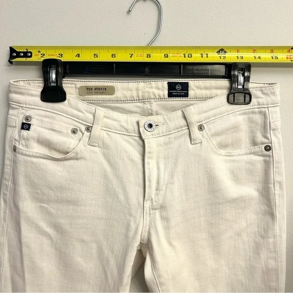 Ag Adriano Goldschmied Women’s White Straight Leg Jeans The Stevie Size 28R - Picture 8 of 12